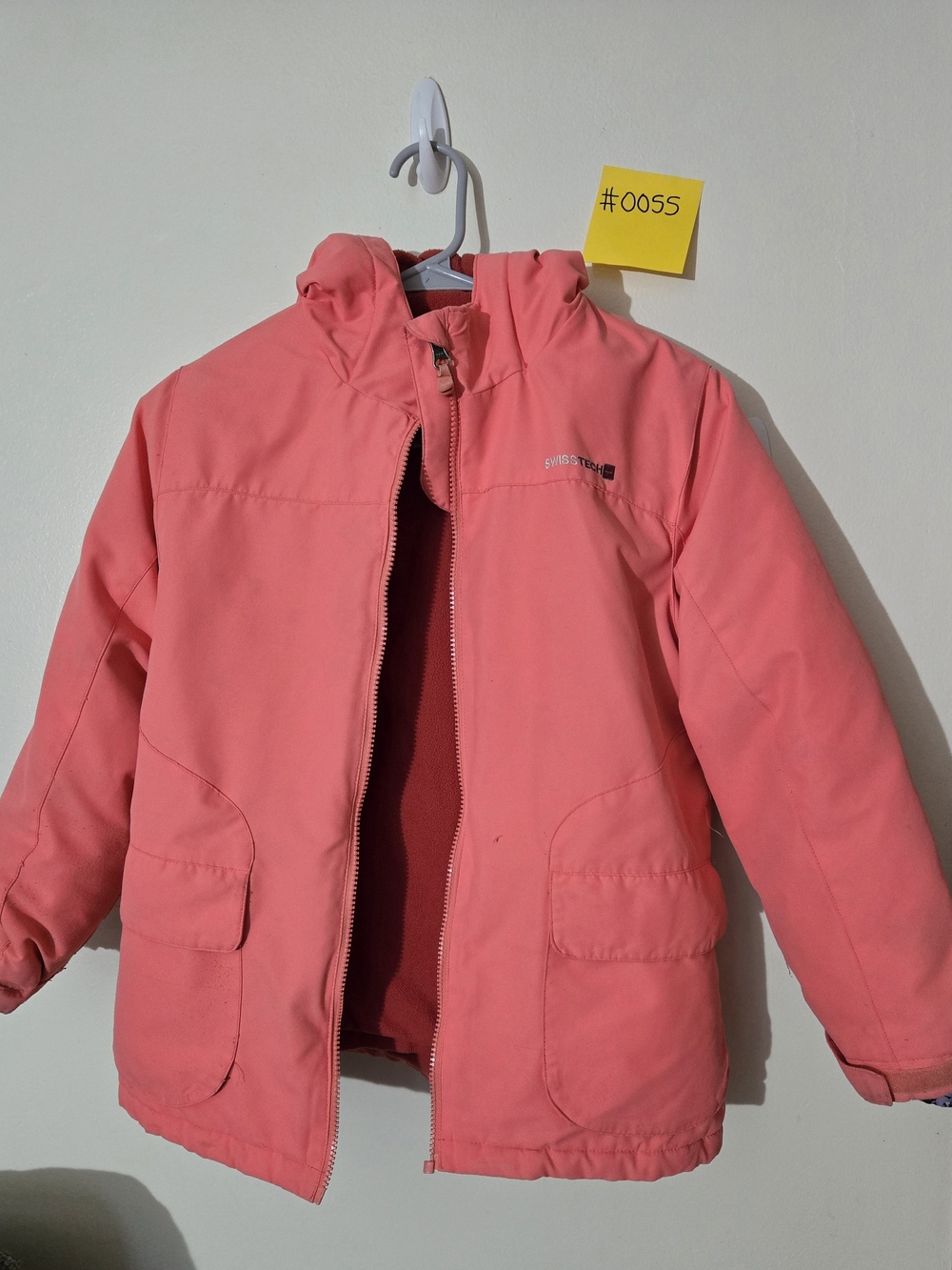 Swiss Tech 2 In 1 Girls' 10/12 Pink Hooded Winter Jacket #0055